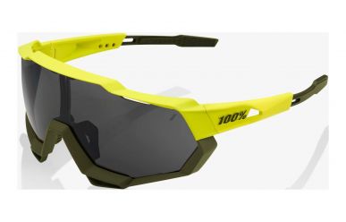 100% Speedtrap Brille, Soft Tact Banana, Black Mirror Lense