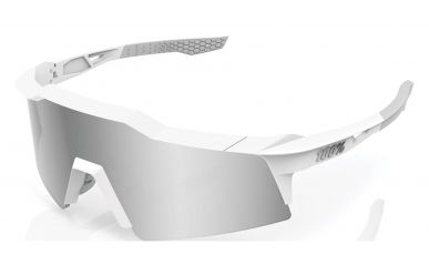 100% Speedcraft XS Brille, Matte White, HIPER Silver Multilayer Mirror Lense