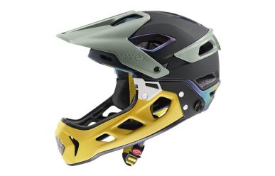 Uvex Jakkyl Hide 2.0 Fullface Helm mit abnehmbaren Kinnbügel, Forest Mustard Matt