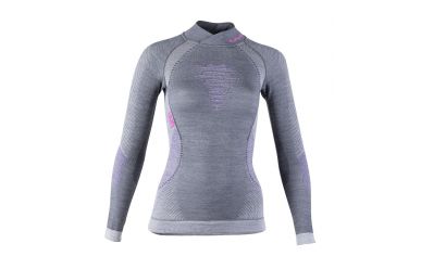 UYN Fusyon Merino Tenwool Unterwäsche Langarm TurtleNeck Lady Anthracite Purple Pink