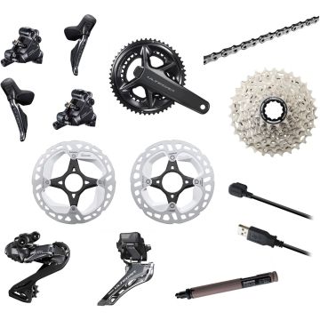 Shimano Ultegra DI2 Gruppe R8170 P mit Powermeter, inkl. Bremsen, 2x12 / 50-34 / 172,5mm / 11-34