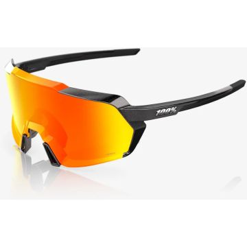 100% Korbin Brille, Gloss Metallic Black, Hiper Red Multilayer Mirror Lens