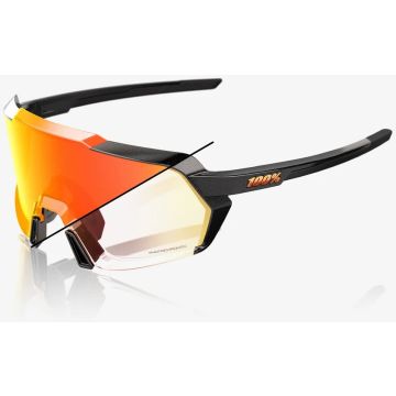 100% Korbin Brille, Gloss Metallic Black, Orange Flash Mirror Photochromic Lens