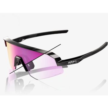 100% Slendale SL, Gloss Black, Purple Mirror Photochromic Lens