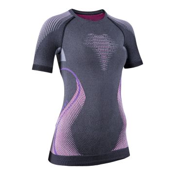 UYN Evolutyon Lady Unterhemd Kurzarm Melange Anthracite Melange Raspberry Purple