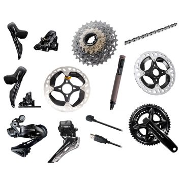 Shimano Dura Ace Di2 Gruppe R9270 mit Powermeter, inkl. Bremsen, 2x12 / 50-34 / 170mm / 11-34