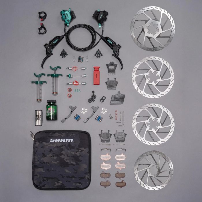 SRAM Maven Ultimate A1, 4 Kolben Bremse, Expert Kit, Black Teal Splatter Bild 2